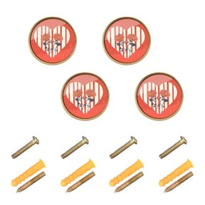 JIALIOU Kitchen Cabinet Knobs Round Zinc Drawer Pulls, Love Heart with Roses, 4 Pack