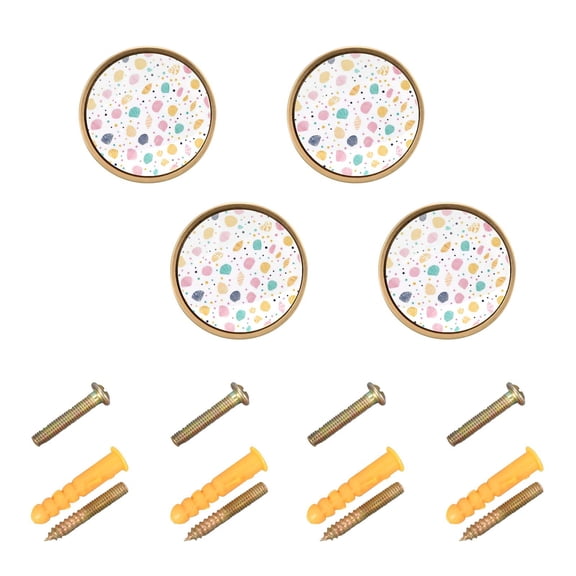 JIALIOU Kitchen Cabinet Knobs Round Zinc Drawer Pulls, Seashells and Dots, 4 Pack