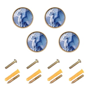 JIALIOU Kitchen Cabinet Knobs Round Zinc Drawer Pulls, Snowy Dragon, 4 Pack