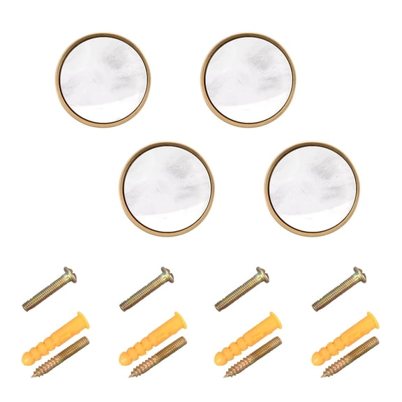 JIALIOU Kitchen Cabinet Knobs Round Zinc Drawer Pulls, White Soft Brush Stroke, 4 Pack