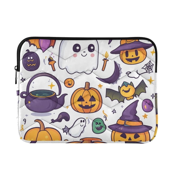 JIALIOU Laptop Sleeve Case with Zipper 13-13.3/15-16 Inch Compatible with MacBook HP Lenovo Dell ASUS Acer, Cartoon Ghost Pumpkin Bats
