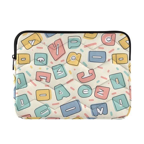 JIALIOU Laptop Sleeve Case with Zipper 13-13.3/15-16 Inch Compatible with MacBook HP Lenovo Dell ASUS Acer, Cartoon Letters