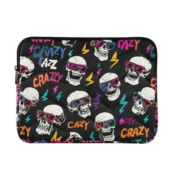 JIALIOU Laptop Sleeve Case with Zipper 13-13.3/15-16 Inch Compatible with MacBook HP Lenovo Dell ASUS Acer, Crazy Cool Skull