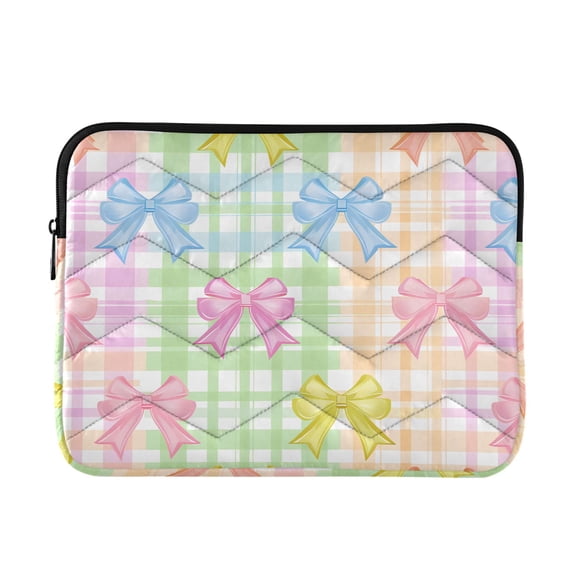 JIALIOU Laptop Sleeve Case with Zipper 13-13.3/15-16 Inch Compatible with MacBook HP Lenovo Dell ASUS Acer, Cute Bows and Plaid