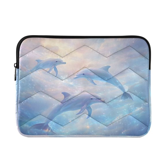 JIALIOU Laptop Sleeve Case with Zipper 13-13.3/15-16 Inch Compatible with MacBook HP Lenovo Dell ASUS Acer, Dolphin in Glowy Sea