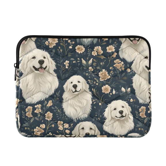 JIALIOU Laptop Sleeve Case with Zipper 13-13.3/15-16 Inch Compatible with MacBook HP Lenovo Dell ASUS Acer, Golden Retriever Flower Pattern