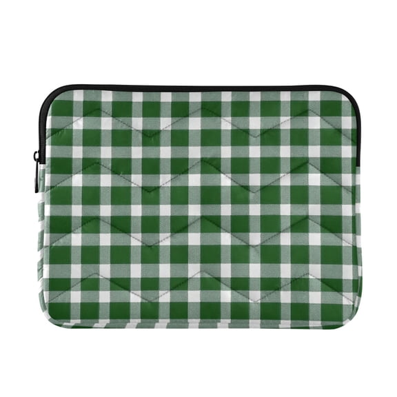JIALIOU Laptop Sleeve Case with Zipper 13-13.3/15-16 Inch Compatible with MacBook HP Lenovo Dell ASUS Acer, Green Gingham Pattern
