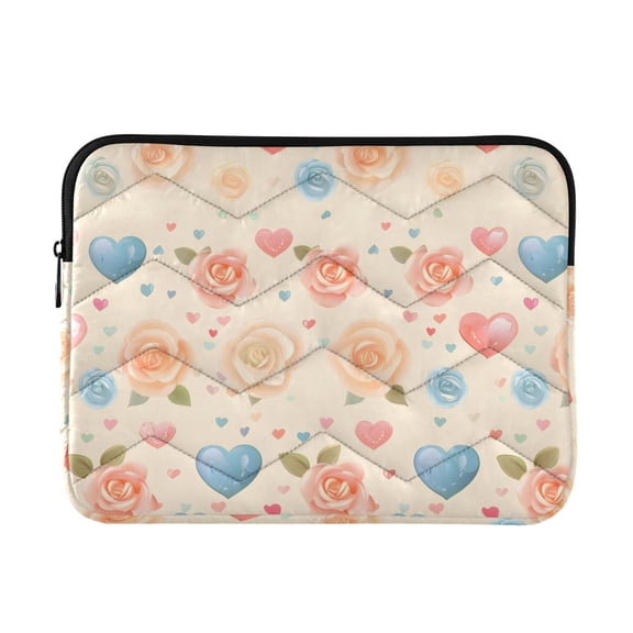 JIALIOU Laptop Sleeve Case with Zipper 13-13.3/15-16 Inch Compatible with MacBook HP Lenovo Dell ASUS Acer, Roses and Heart