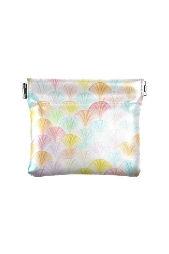 Leather Coin Purse Pouch No Zipper Small Soft Pastel Rainbow Lemon Makeup Bag for Women Men Cosmetics Jewelry 4.3x3.7 inch