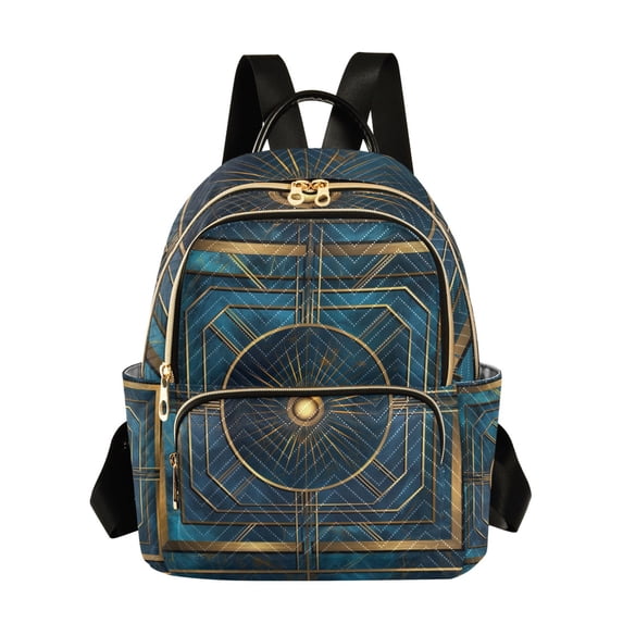 JIALIOU Mini Backpack Purse for Women Quilted Casual Daypack Small Travel Shoulder Bag, Abstract Cerulean Geometric