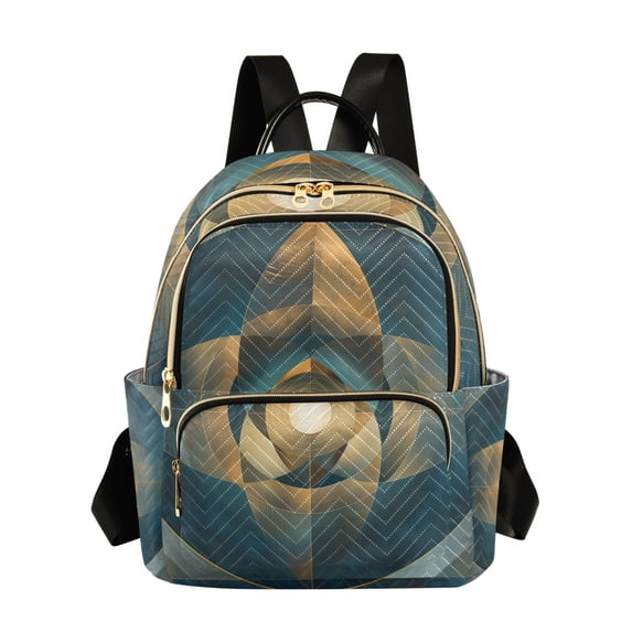 JIALIOU Mini Backpack Purse for Women Quilted Casual Daypack Small Travel Shoulder Bag, Abstract Clear Cerulean Geometric