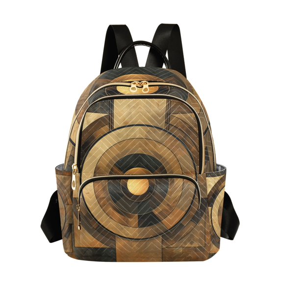 JIALIOU Mini Backpack Purse for Women Quilted Casual Daypack Small Travel Shoulder Bag, Abstract Olive Brown Geometric