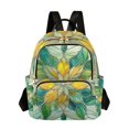 thumbnail image 1 of JIALIOU Mini Backpack Purse for Women Quilted Casual Daypack Small Travel Shoulder Bag, Abstract Yellow Green Floral Stained Glass, 1 of 7
