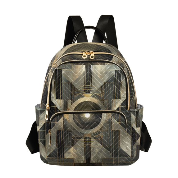JIALIOU Mini Backpack Purse for Women Quilted Casual Daypack Small Travel Shoulder Bag, Abstract Zinc Geometric