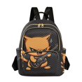 thumbnail image 1 of JIALIOU Mini Backpack Purse for Women Quilted Casual Daypack Small Travel Shoulder Bag, Angry Cat Playing Guitar, 1 of 7
