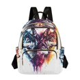 thumbnail image 1 of JIALIOU Mini Backpack Purse for Women Quilted Casual Daypack Small Travel Shoulder Bag, Blue Orange Purple Wolf Faces, 1 of 7