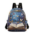 thumbnail image 1 of JIALIOU Mini Backpack Purse for Women Quilted Casual Daypack Small Travel Shoulder Bag, Colorful Butterflies Fly on Book, 1 of 7