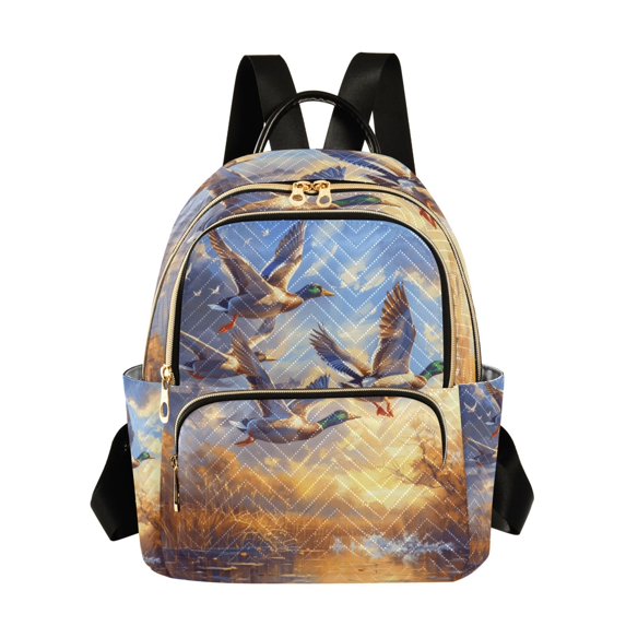 JIALIOU Mini Backpack Purse for Women Quilted Casual Daypack Small Travel Shoulder Bag, Ducks Flying in Sky