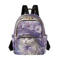 thumbnail image 1 of JIALIOU Mini Backpack Purse for Women Quilted Casual Daypack Small Travel Shoulder Bag, Elegant Cat with Lilac Flowers Hat, 1 of 7