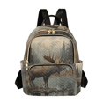 thumbnail image 1 of JIALIOU Mini Backpack Purse for Women Quilted Casual Daypack Small Travel Shoulder Bag, Elk at Water Edge in Forest, 1 of 7