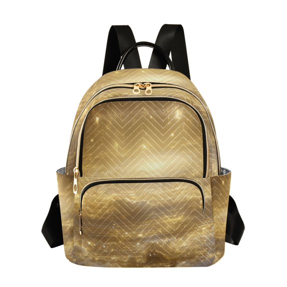 JIALIOU Mini Backpack Purse for Women Quilted Casual Daypack Small Travel Shoulder Bag, Golden Galaxy