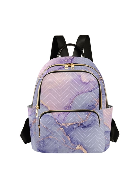 Mini Backpack Purse for Women Quilted Casual Daypack Small Travel Shoulder Bag, Lilac Marble