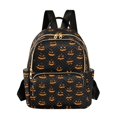 thumbnail image 1 of JIALIOU Mini Backpack Purse for Women Quilted Casual Daypack Small Travel Shoulder Bag, Orange Halloween Pumpkin Face, 1 of 7