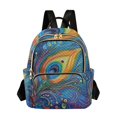 thumbnail image 1 of JIALIOU Mini Backpack Purse for Women Quilted Casual Daypack Small Travel Shoulder Bag, Peacock Feather, 1 of 7