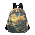 thumbnail image 1 of JIALIOU Mini Backpack Purse for Women Quilted Casual Daypack Small Travel Shoulder Bag, Prehistoric Jungle Dinosaurs Volcano, 1 of 7
