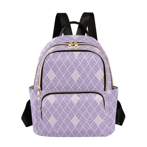 JIALIOU Mini Backpack Purse for Women Quilted Casual Daypack Small Travel Shoulder Bag, Purple Block