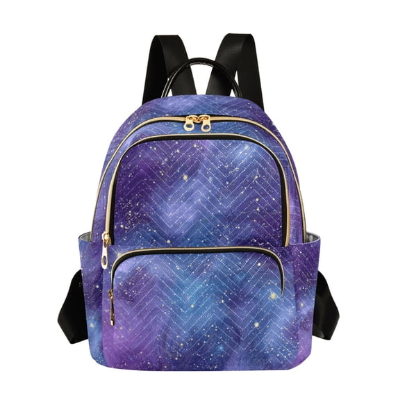 JIALIOU Mini Backpack Purse for Women Quilted Casual Daypack Small Travel Shoulder Bag, Purples Blues Space Galaxy