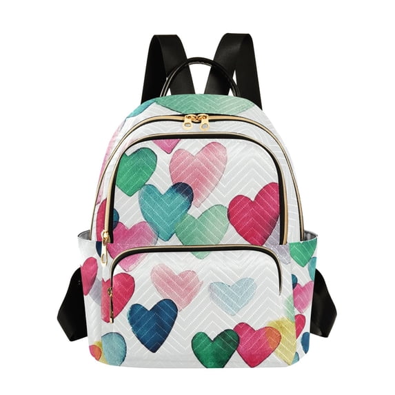 JIALIOU Mini Backpack Purse for Women Quilted Casual Daypack Small Travel Shoulder Bag, Raining Hearts