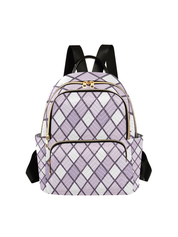 Mini Backpack Purse for Women Quilted Casual Daypack Small Travel Shoulder Bag, Violet Block