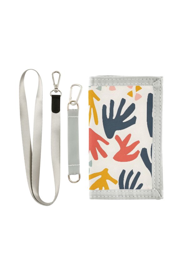 Nylon Trifold Card Wallet with ID Window Zipper Pocket for Men Women Teen Abstract Playful Shape