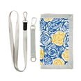 thumbnail image 1 of JIALIOU Nylon Trifold Card Wallet with ID Window Zipper Pocket for Men Women Teen Blue Yellow Rose, 1 of 7