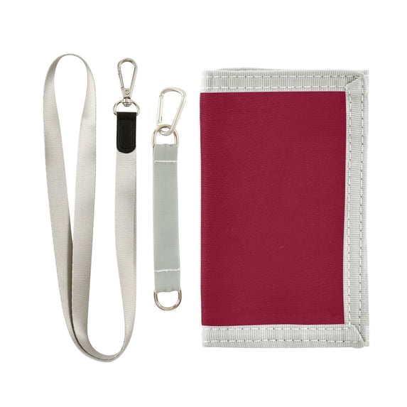 JIALIOU Nylon Trifold Card Wallet with ID Window Zipper Pocket for Men Women Teen Burgundy