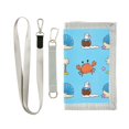 thumbnail image 1 of JIALIOU Nylon Trifold Card Wallet with ID Window Zipper Pocket for Men Women Teen Cartoon Crab Shell Coconut Tree, 1 of 7
