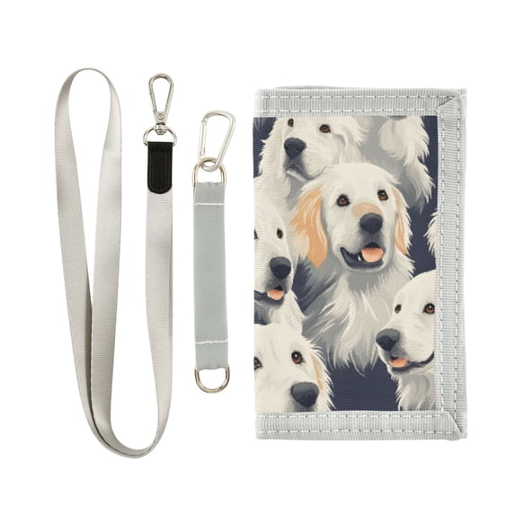 JIALIOU Nylon Trifold Card Wallet with ID Window Zipper Pocket for Men Women Teen Cartoon Golden Retriever