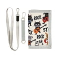 thumbnail image 1 of JIALIOU Nylon Trifold Card Wallet with ID Window Zipper Pocket for Men Women Teen Cat Play Rock Guitar, 1 of 7