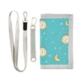 thumbnail image 1 of JIALIOU Nylon Trifold Card Wallet with ID Window Zipper Pocket for Men Women Teen Clock Moon Star, 1 of 7