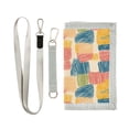 thumbnail image 1 of JIALIOU Nylon Trifold Card Wallet with ID Window Zipper Pocket for Men Women Teen Colorful Line Doodle Squares, 1 of 7