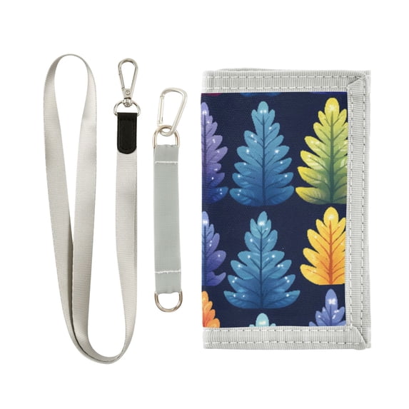 JIALIOU Nylon Trifold Card Wallet with ID Window Zipper Pocket for Men Women Teen Colorful Tree