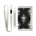 thumbnail image 1 of JIALIOU Nylon Trifold Card Wallet with ID Window Zipper Pocket for Men Women Teen Cool Skulls Filigree, 1 of 7