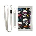thumbnail image 1 of JIALIOU Nylon Trifold Card Wallet with ID Window Zipper Pocket for Men Women Teen Crazy Cool Skull, 1 of 7