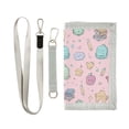 thumbnail image 1 of JIALIOU Nylon Trifold Card Wallet with ID Window Zipper Pocket for Men Women Teen Cute Backpack Pencil Star Apple, 1 of 7