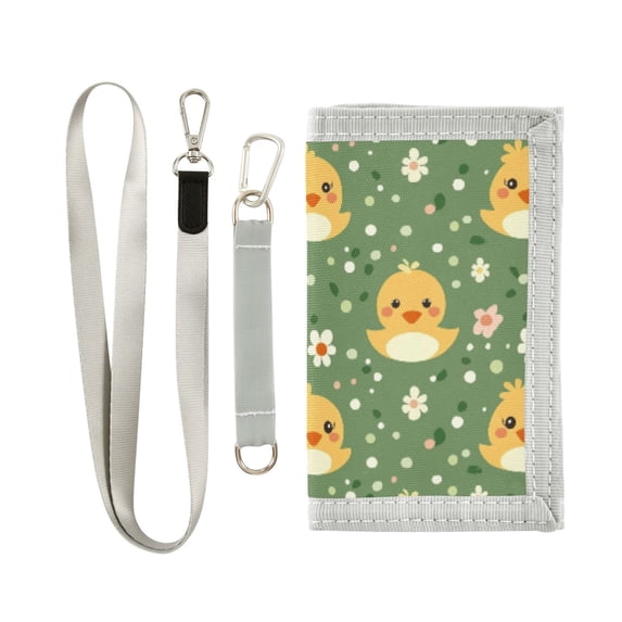 JIALIOU Nylon Trifold Card Wallet with ID Window Zipper Pocket for Men Women Teen Cute Ducks and Flower
