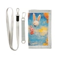 thumbnail image 1 of JIALIOU Nylon Trifold Card Wallet with ID Window Zipper Pocket for Men Women Teen Cute Rabbits Flying, 1 of 7
