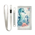 thumbnail image 1 of JIALIOU Nylon Trifold Card Wallet with ID Window Zipper Pocket for Men Women Teen Cute Seahorse and Seaweed, 1 of 7
