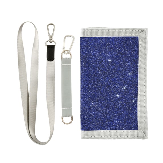 JIALIOU Nylon Trifold Card Wallet with ID Window Zipper Pocket for Men Women Teen Deep Blue Sparkling and Shining