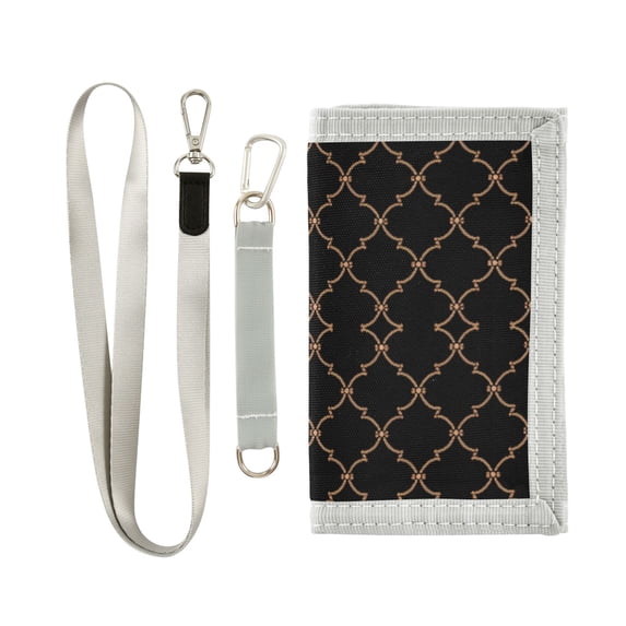 JIALIOU Nylon Trifold Card Wallet with ID Window Zipper Pocket for Men Women Teen Elegant Grid Lines